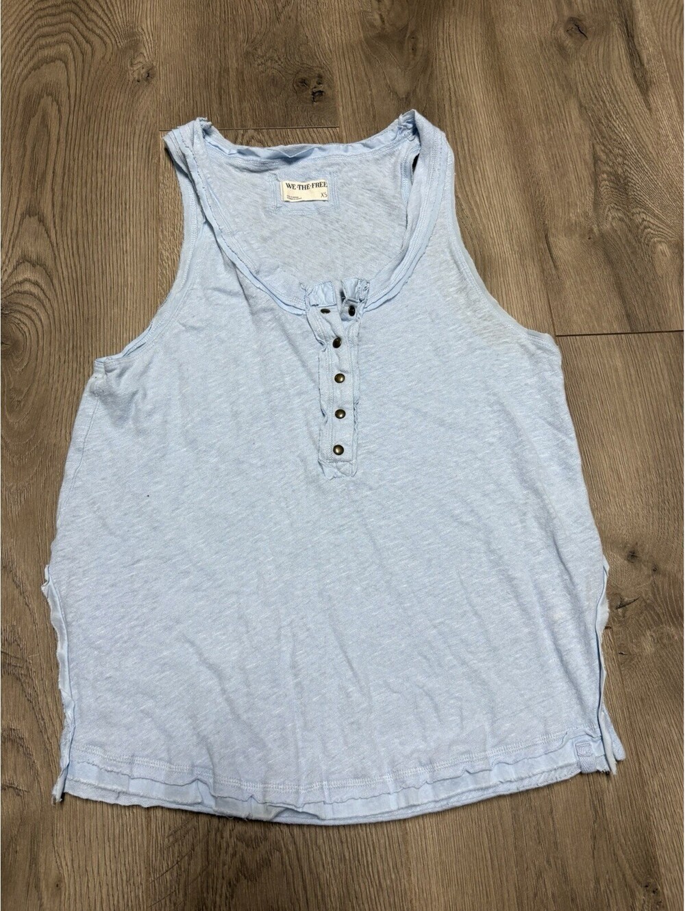 Free People We The Free Women XS Love Language Scoop Neck Linen/Cotton Tank Top